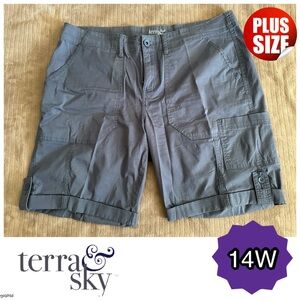 Terra & Sky Plus Size Blue Gray Cargo Shorts